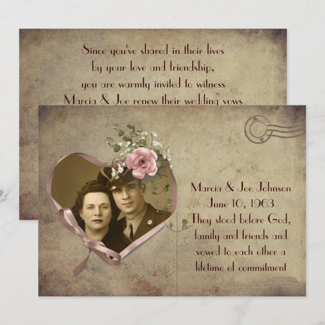 Vintage Wedding Vow Renewal Photo Postcard (Front/Back)