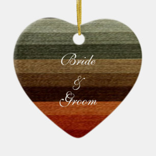 Vintage Wedding, Warm Autumn Stripes Pattern Ceramic Ornament