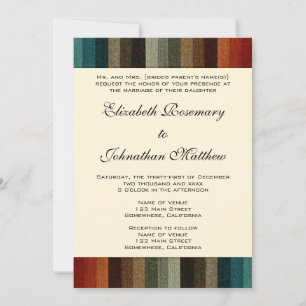 Vintage Wedding, Warm Autumn Stripes Pattern Invitation