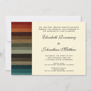 Vintage Wedding, Warm Autumn Stripes Pattern Invitation