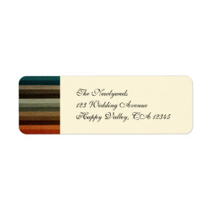 Vintage Wedding, Warm Autumn Stripes Pattern Label