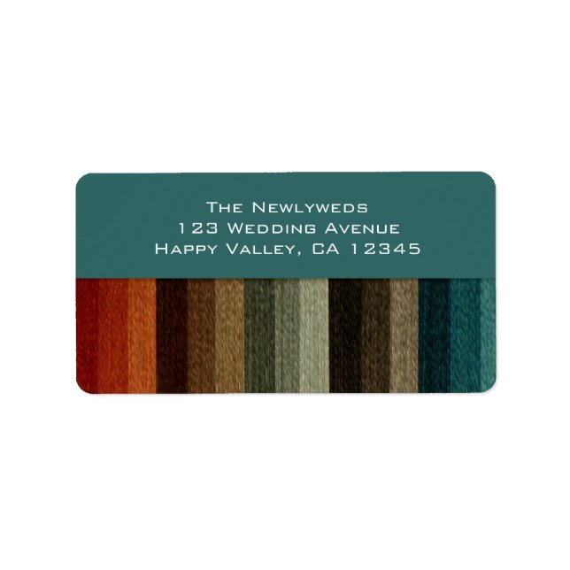 Vintage Wedding, Warm Autumn Stripes Pattern Label (Front)