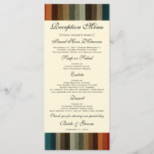 Vintage Wedding, Warm Autumn Stripes Pattern Menu