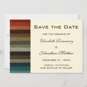 Vintage Wedding, Warm Autumn Stripes Pattern Save The Date