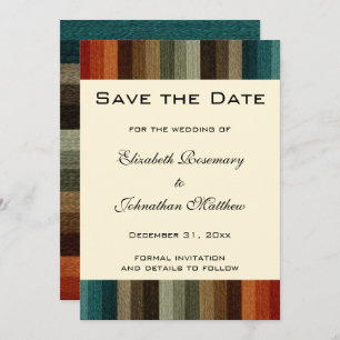Vintage Wedding, Warm Autumn Stripes Pattern Save The Date
