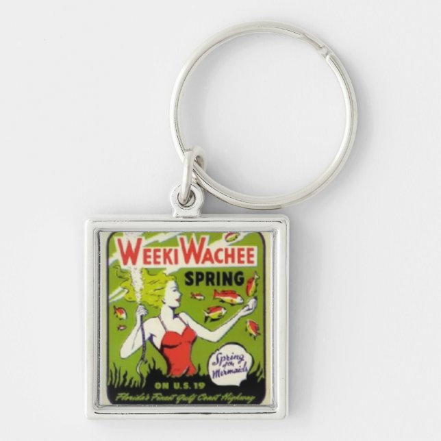 Vintage Weeki Wachee square keychain (small) (Front)