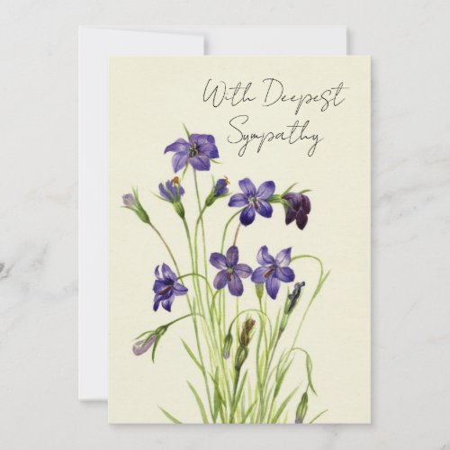Vintage Weeping Violets Floral Sympathy Card 