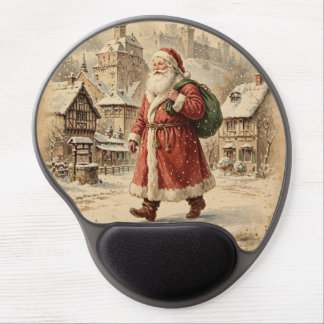 Vintage Weihnachtsmann im Schneedorf mit Burg Gel Mouse Pad