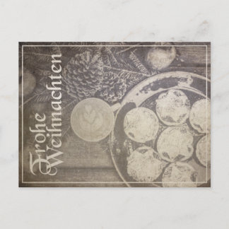 Vintage-Weihnachtsmotiv Kekse und Kaffee Holiday Postcard