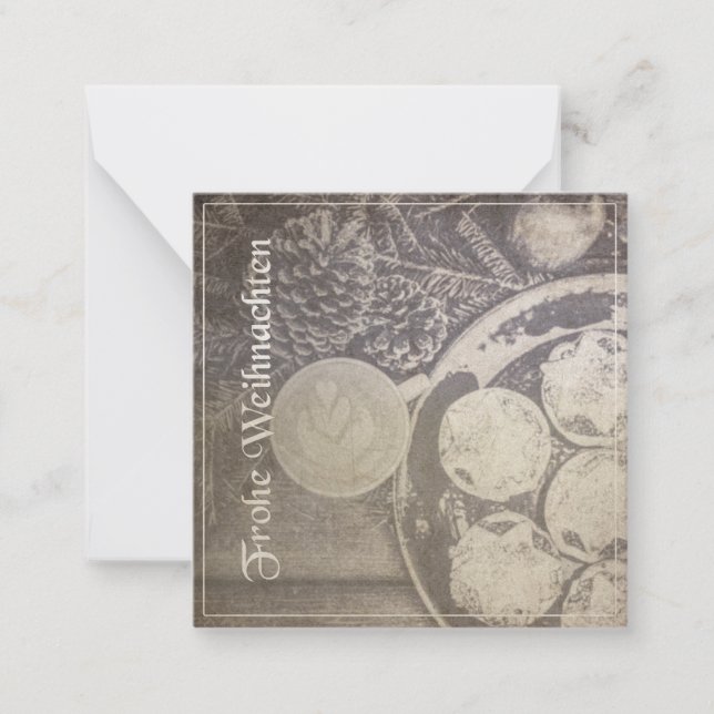 Vintage-Weihnachtsmotiv mit Keksen und Kaffee Note Card (Front)