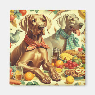 Vintage Weimaraner Painting Magnet