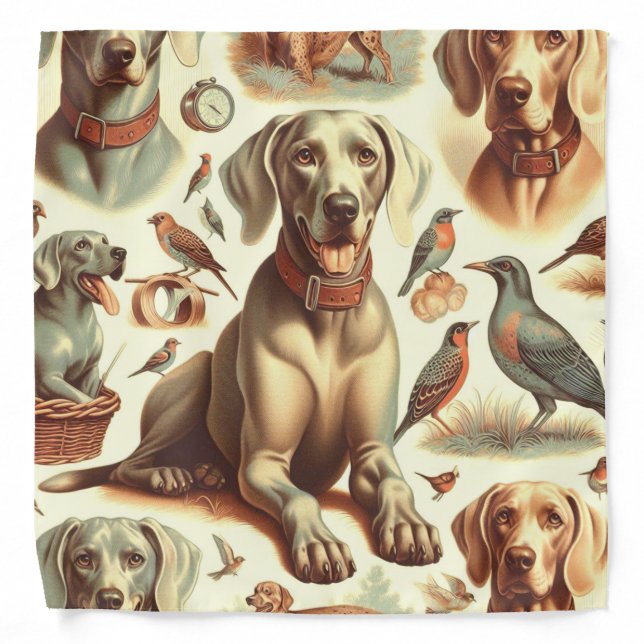 Vintage Weimaraner Seamless Bandana (Front)