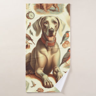 Vintage Weimaraner Seamless Bath Towel