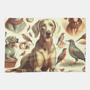 Vintage Weimaraner Seamless Kitchen Towel