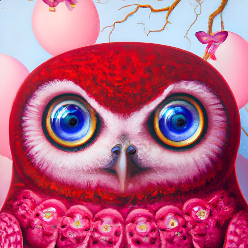 Vintage Weird Fancy Magenta Pink Owl Valentine Pun Holiday Card