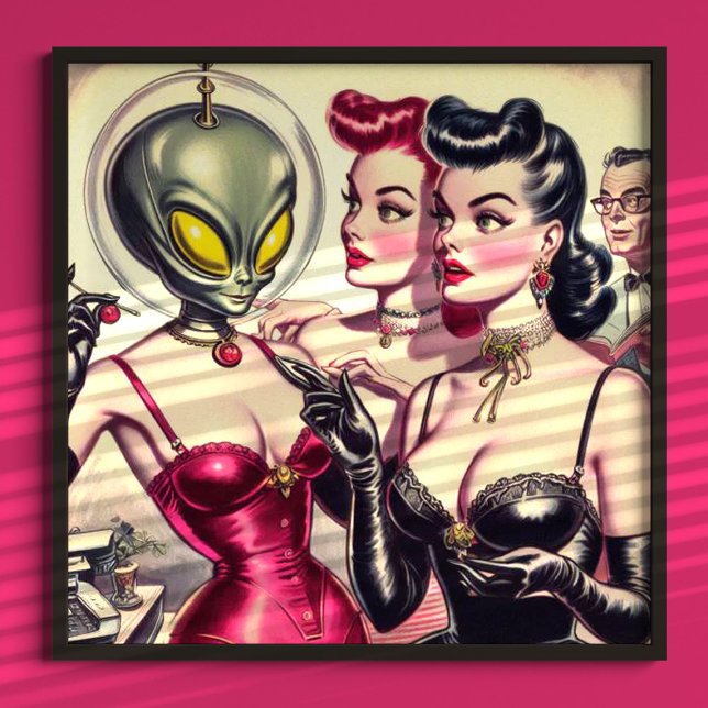 Vintage Weird Pulp Sci-Fi Girls Poster (Creator Uploaded)