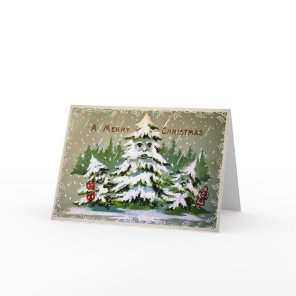 Vintage Weird Tree Family Christmas Card