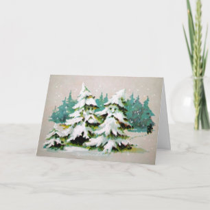 Vintage Weird Trees Christmas Card