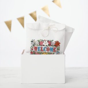 Vintage WELCOME Flowers Housewarming Party  Favor Bag