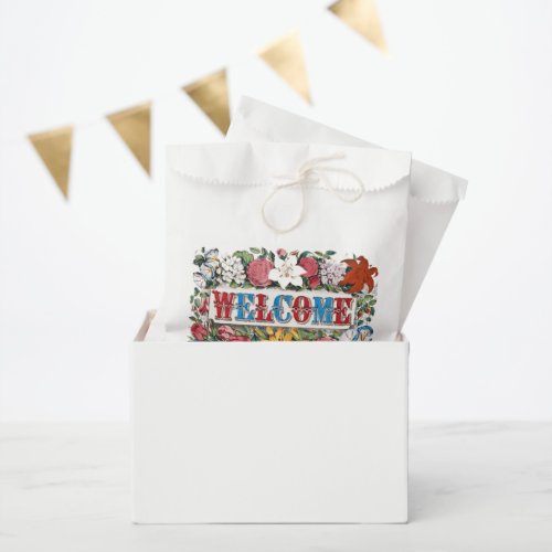 Vintage WELCOME Flowers Housewarming Party  Favor Bag
