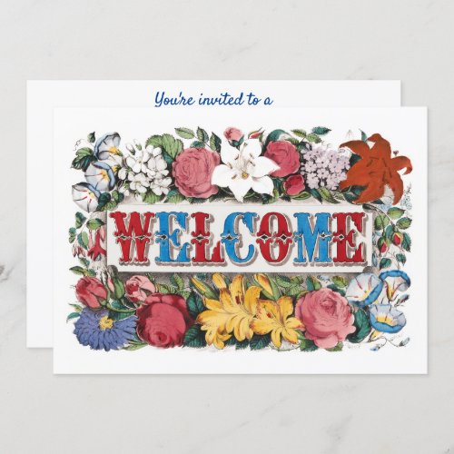 Vintage WELCOME Flowers Housewarming Party  Invitation