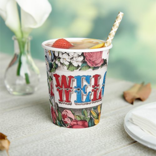 Vintage WELCOME Flowers Housewarming Party  Paper Cups