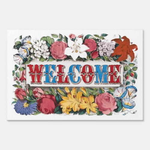 Vintage WELCOME Flowers Housewarming Party  Sign