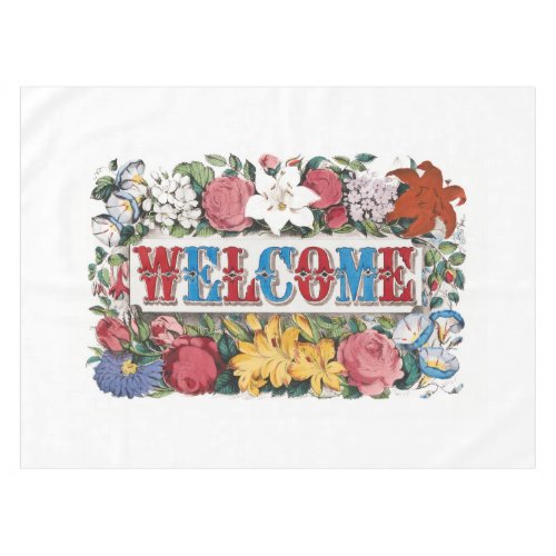 Vintage WELCOME Flowers Housewarming Party  Tablecloth