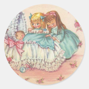Vintage Welcome Little Stranger Classic Round Sticker