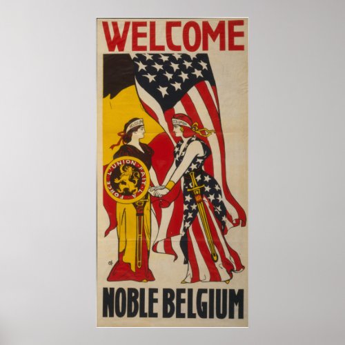 Vintage Welcome Noble Belgium Poster