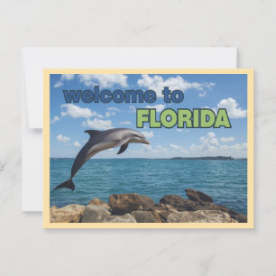 Vintage Welcome to Florida Dolphin Postcard