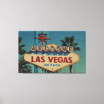 Vintage Welcome To Las Vegas Wall Art<br><div class="desc">This canvas print showcases a vintage sign plus the words "Welcome To Fabulous Las Vegas Nevada" with palm trees in the background under a clear blue sky in this vintage & classic art style and theme. Our prints are printed with the highest resolution on cotton-poly archival paper, for a long-lasting...</div>