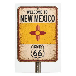 Vintage Welcome to New Mexico Route 66 Metal Wall  Print