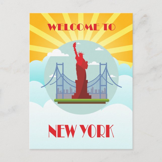 Vintage Welcome to New York Travel Postcard (Front)