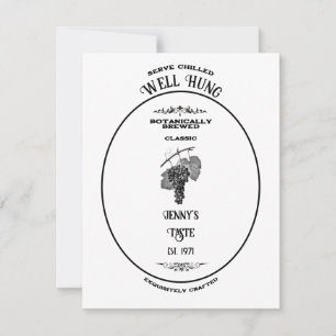 Vintage Well Hung Wine Label Personalized Birthday Note Card