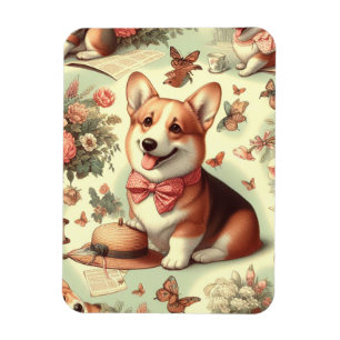 Vintage Welsh Corgi Cardigan Illustration Magnet