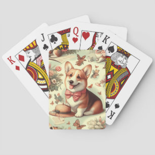 Vintage Welsh Corgi Cardigan Illustration Poker Cards