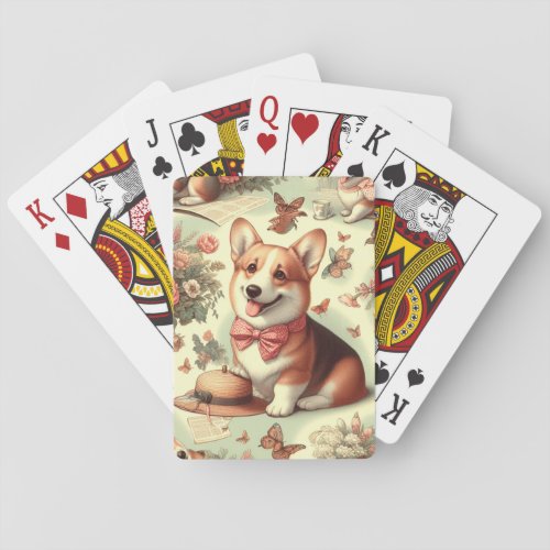 Vintage Welsh Corgi Cardigan Illustration Poker Cards