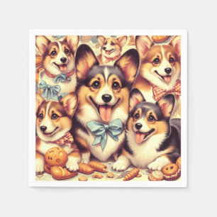 Vintage Welsh Corgi Cardigan Seamless Napkins