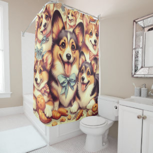 Vintage Welsh Corgi Cardigan Seamless Shower Curtain
