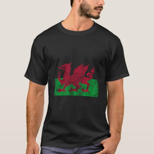 Vintage Welsh Flag Wales Dragon Men Women Kids Sou T_Shirt