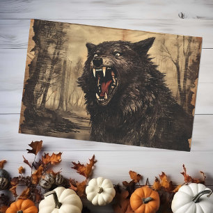 Vintage Werewolf Halloween Decoupage  Tissue Paper
