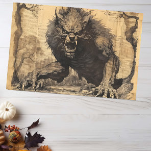 Vintage Werewolf Halloween Decoupage  Tissue Paper