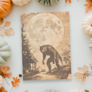 Vintage Werewolf Halloween Moon Decoupage  Tissue Paper