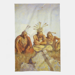 Vintage West, Guardians War or Peace by NC Wyeth Kitchen Towel