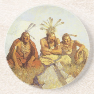 Vintage West, Guardians War or Peace by NC Wyeth Sandstone Coaster