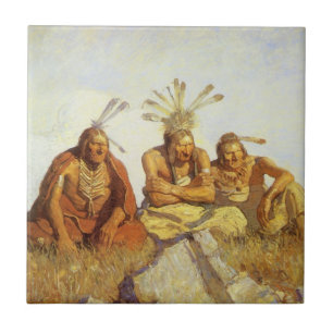 Vintage West, Guardians War or Peace by NC Wyeth Tile