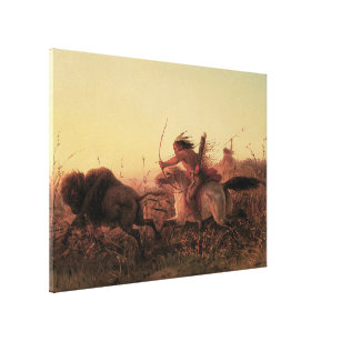 Vintage West, Indian Buffalo Hunt by Charles Wimar Canvas Print