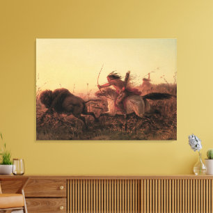 Vintage West, Indian Buffalo Hunt by Charles Wimar Canvas Print