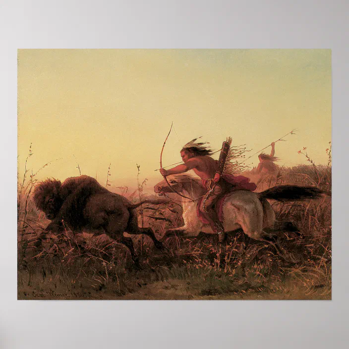 Vintage West, Indian Buffalo by Charles Wimar Poster | Zazzle.com